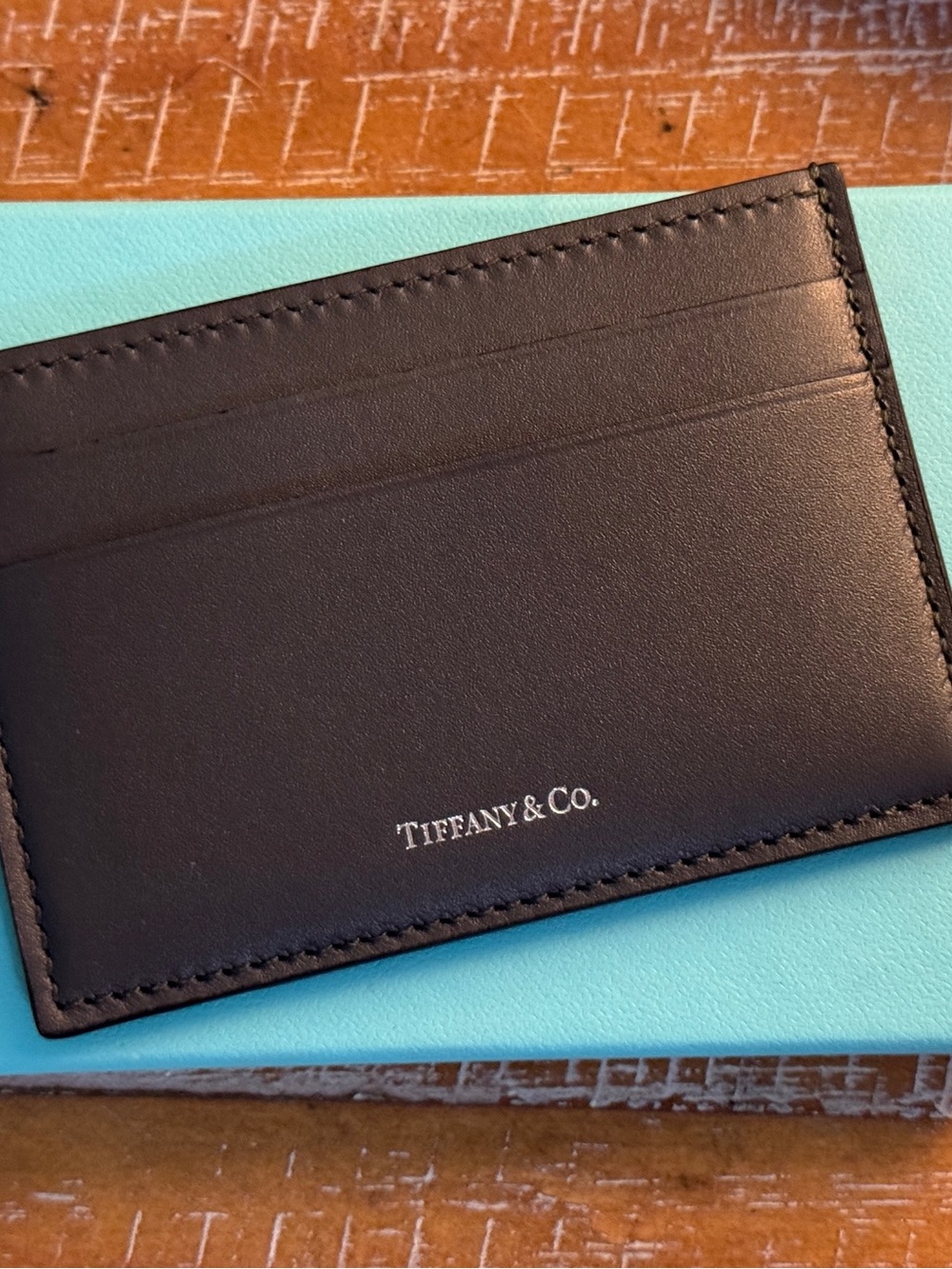 Tiffany & Co. Black Leather Card & Key Wallet